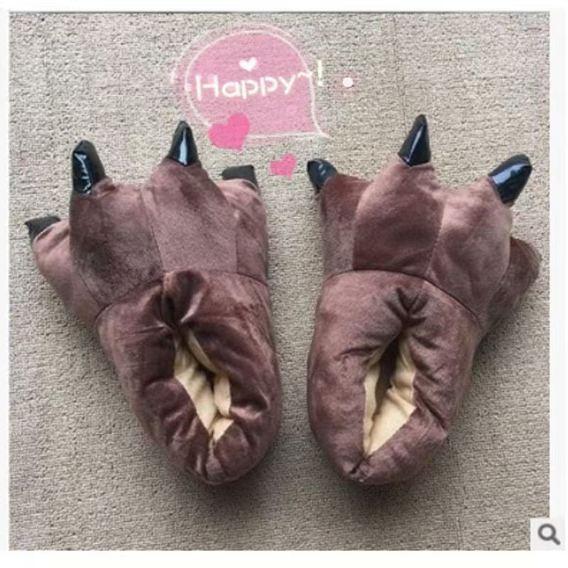 Claw shoes autumn and winter with men and women manufacturers wholesale fleece-lined thickened bag root multicolor explosions home plus size slippers Tiger pattern claw shoes - Image 3