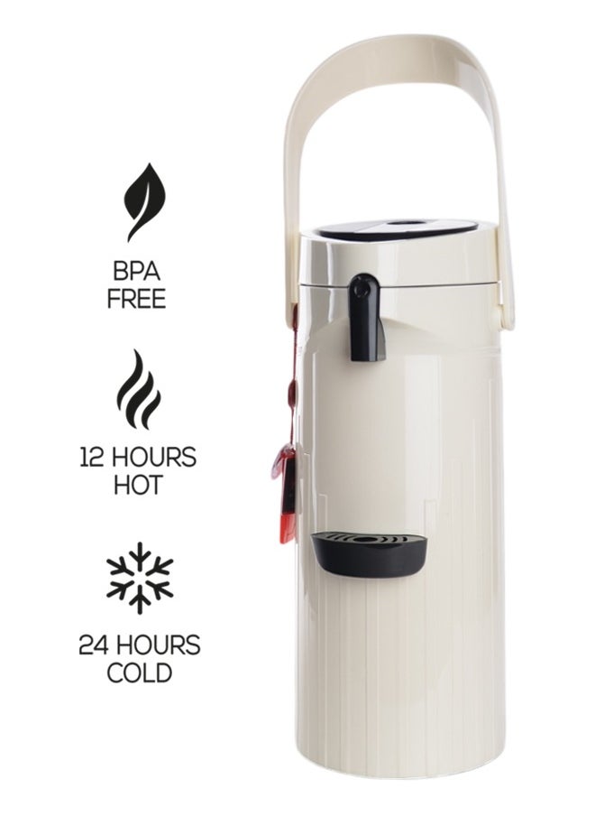 GAZELLA - Plastic Comfort Press Tea & Coffee Flask 1.9 Liter Ivory - Image 1