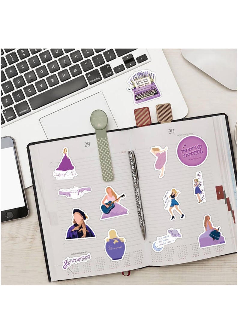 Taylor Individual Singer Stickers for Fans - 60PCS Purple Waterproof Vinyl Stickers for Water Bottles, Scrapbooking, Phones, Skateboards, and Laptops - Cute Stickers for Teens, Girls, and Kids. - Image 4