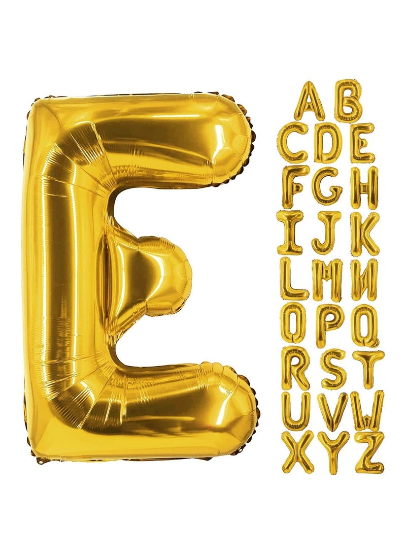 Goldedge 32 Inch Giant Gold  Letter E Foil Helium Balloons Big Single Mylar Balloon Birthday Party Decoration Supply Baby Shower (Gold E) - Image 1
