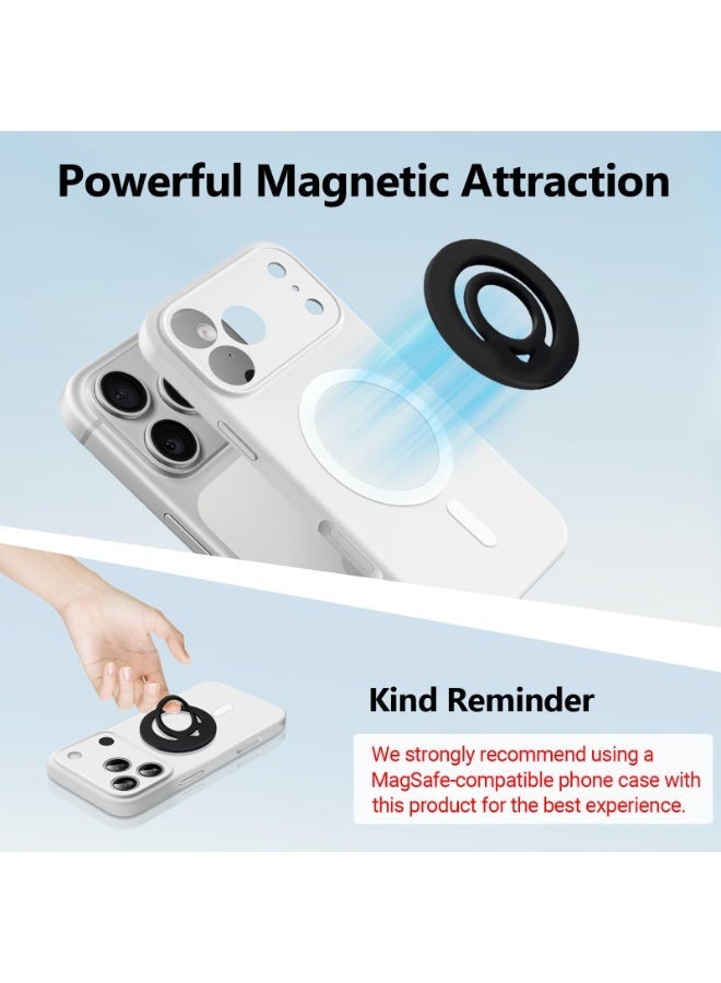Dual-Sided Magnetic Phone Grip Holder with 3 Metal Plates, Strong N52 MagSafe Phone Ring Stand, Soft Silicone Finger Strap Holder for iPhone 17/16/15/14/13/12 Series, Compatible with MagSafe Cases and Non-MagSafe Phones - Image 4