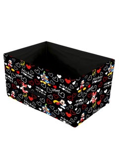 Kuber Industries Kuber Industries Foldable Boxes For Storage (Pack of 3) - Multipurpose Storage Organizer For Clothes | Wardrobe | Closet | Toys | Books - Disney Mickey Print - Undergarment Organizer Basket (Black)  - Image 2