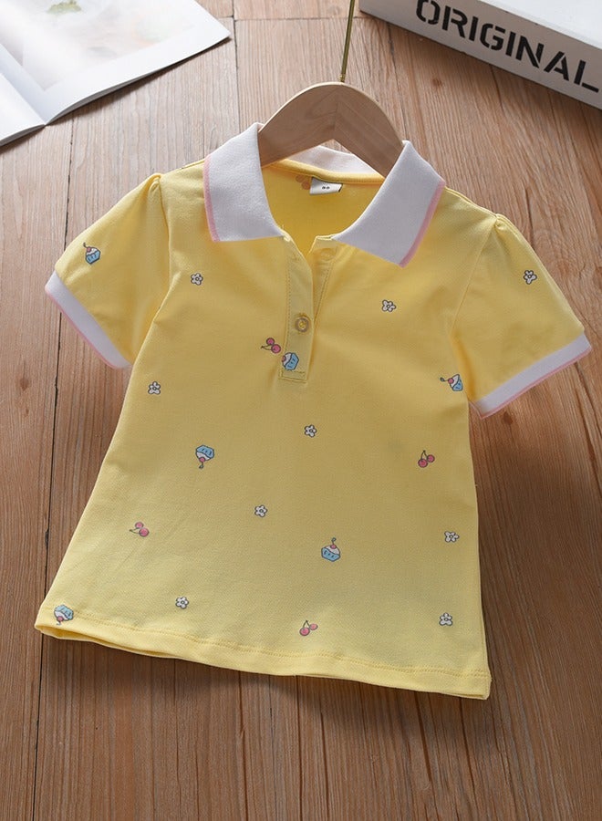 KUYEEBEAR Girls Preppy Style Color contrast Polo Shirt  - Image 1