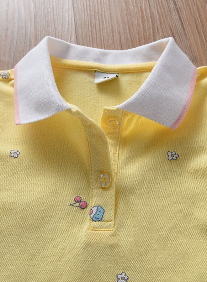KUYEEBEAR Girls Preppy Style Color contrast Polo Shirt  - Image 3