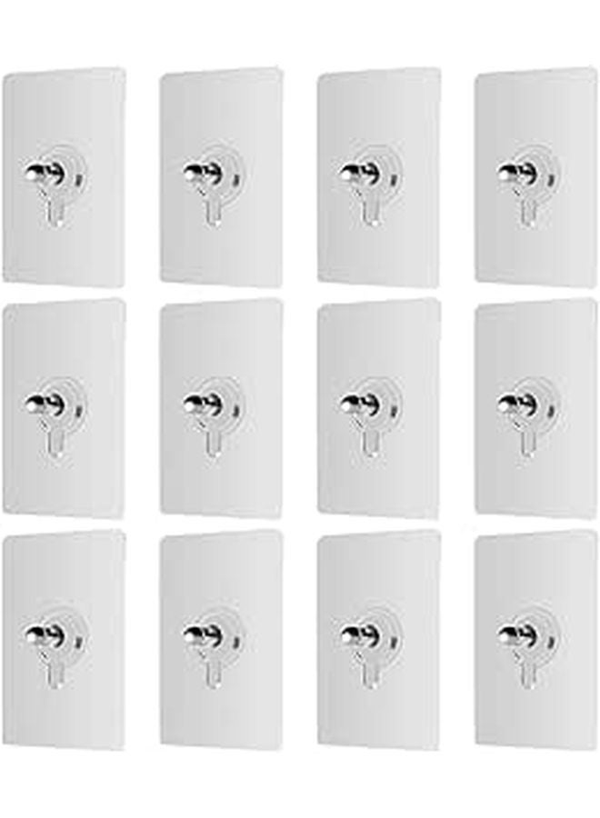 12 Pack Self Adhesive Wall Hooks No Drill Mounting for Kitchen Bathroom Storage - Image 1