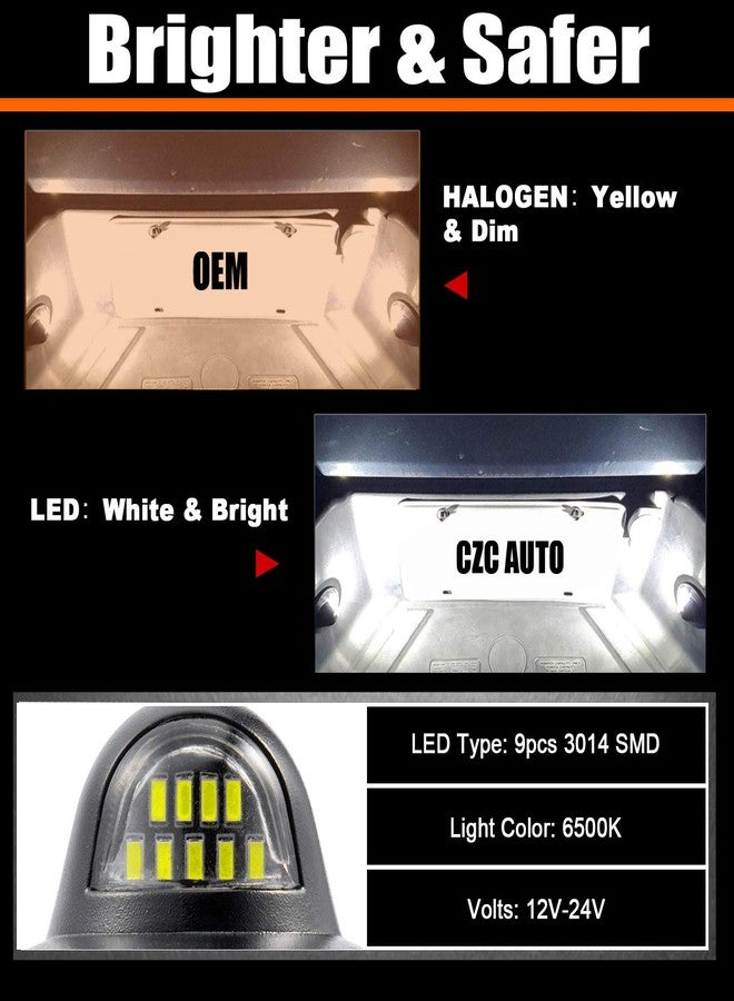 CZC AUTO مصباح لوحة ترخيص LED من CZC AUTO، عبوة من قطعتين، مناسب لسيارات فورد F150، F250، F350، F450، F550، سوبر ديوتي، رينجر، بيك أب، إكسبلورر، برونكو، إكسكيرجن، إكسبيديشن، 6500 كلفن، أبيض فائق السطوع - Image 3