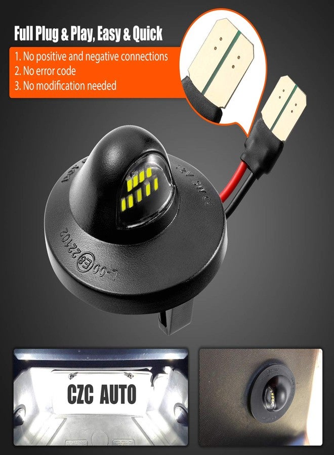 CZC AUTO مصباح لوحة ترخيص LED من CZC AUTO، عبوة من قطعتين، مناسب لسيارات فورد F150، F250، F350، F450، F550، سوبر ديوتي، رينجر، بيك أب، إكسبلورر، برونكو، إكسكيرجن، إكسبيديشن، 6500 كلفن، أبيض فائق السطوع - Image 4
