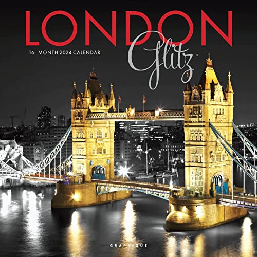Graphique 2024 London Glitz Wall Calendar | 12” x 12” | Thick Paper | Home & Office Organizer | Large Monthly Grid | 3 Languages & Marked Holidays | 4 Month Preview Page for 2025 - Image 1