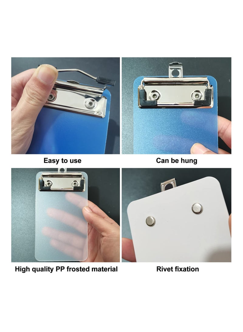 SOLARAE لوحة قصاصات صغيرة، لوحات أكريليك، مع مشبك منخفض الملف و لوحات ثقيلة، تحمل 60 ورقة، لوحة مشبك قوية بحجم 4"x6" لمفكرات الملاحظات، الإيصالات، قوائم الجيب، الملاحظات، بطاقات الفهرس (عبوة 3)  - Image 5