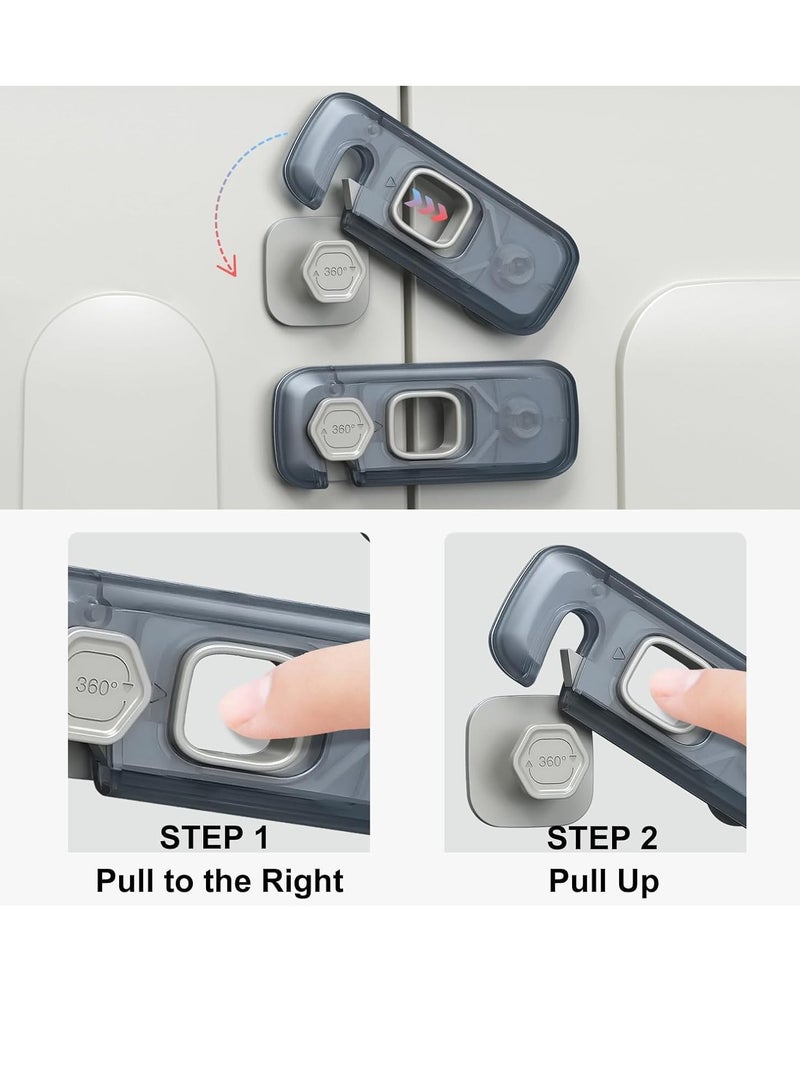 Flushrenic 5 Pcs Childproof Refrigerator Lock,Cupboard Locks for Children,Fridge Locks for Kids with Sticky Adhesive Pads, Child Safety Locks for Doors,Oven Lock ,Baby Cabinet Locks. - Image 3