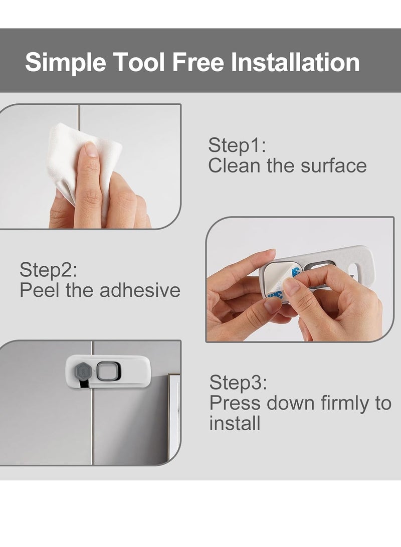 Flushrenic 5 Pcs Childproof Refrigerator Lock,Cupboard Locks for Children,Fridge Locks for Kids with Sticky Adhesive Pads, Child Safety Locks for Doors,Oven Lock ,Baby Cabinet Locks. - Image 4