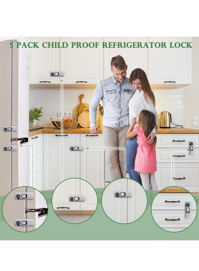 Flushrenic 5 Pcs Childproof Refrigerator Lock,Cupboard Locks for Children,Fridge Locks for Kids with Sticky Adhesive Pads, Child Safety Locks for Doors,Oven Lock ,Baby Cabinet Locks. - Image 5