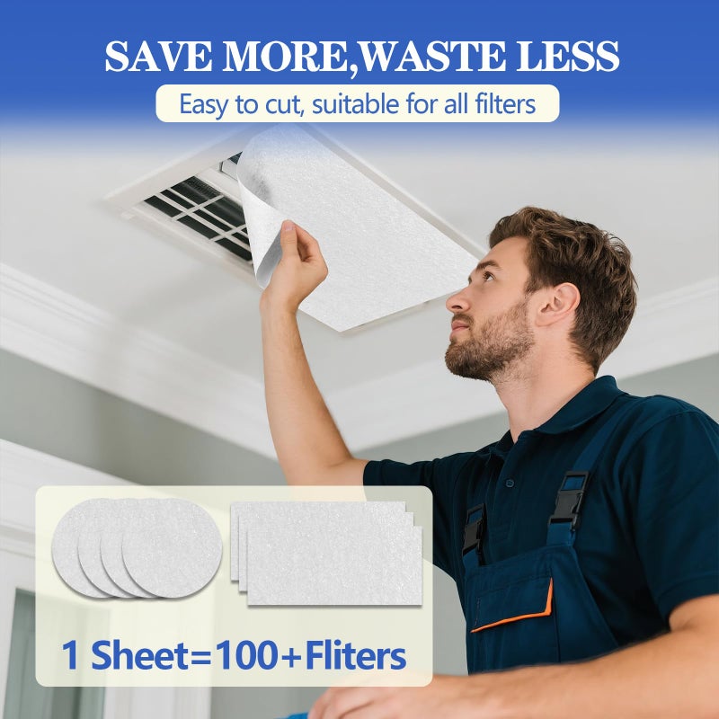Demiwise MERV 13 Air Filter Material -23 FtÂ² Cut to Fit Air Filter Media for Home HVAC, Furnace, AC & Purifier -Filters Dust and Pet Dander as Small as 0.3 Microns-Easy DIY with Hook Tape - Image 4