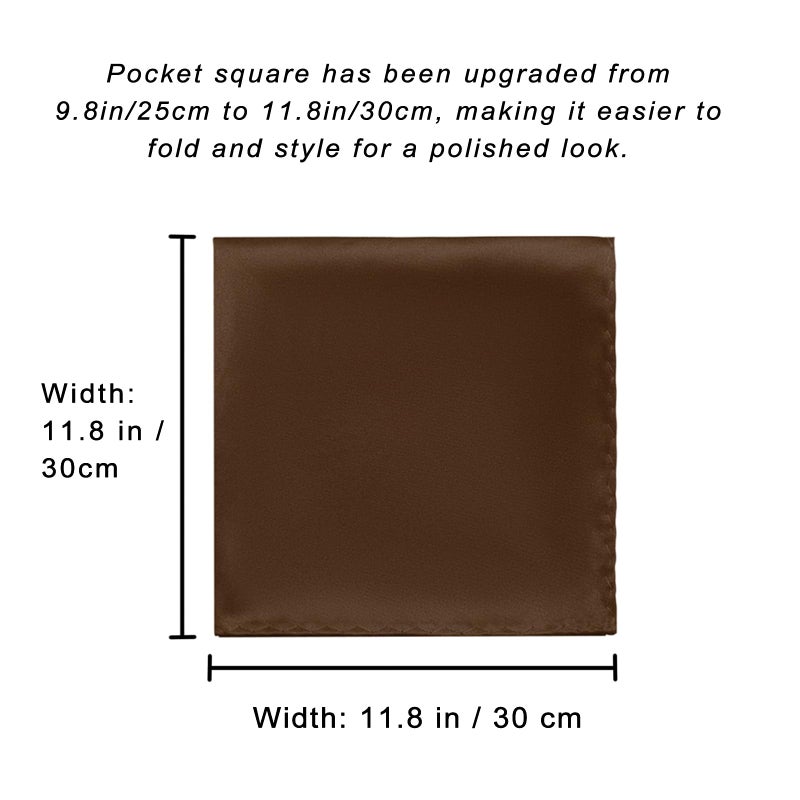 PenSee Men's Coffee Truffle Brown Tie Set Solid Pure Color 3.15" (8CM) Classic Formal Plain Necktie and Pocket Square Set For Men - Image 5