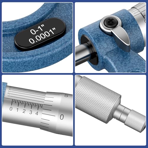 HDLNKAK 0-6 inch Outer Diameter Micrometer Set, 6-Piece high-Precision Micrometer Tool Set, Equipped with 0.0001 inch Scale and Tungsten Carbide tip, Comes with a Sturdy Portable Carrying case. - Image 5