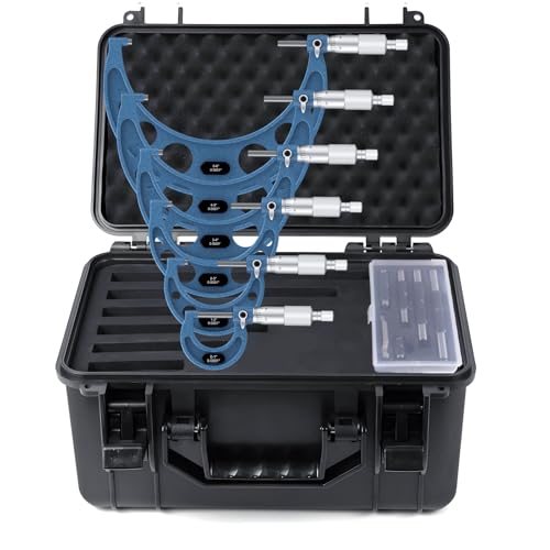 HDLNKAK 0-6 inch Outer Diameter Micrometer Set, 6-Piece high-Precision Micrometer Tool Set, Equipped with 0.0001 inch Scale and Tungsten Carbide tip, Comes with a Sturdy Portable Carrying case. - Image 1