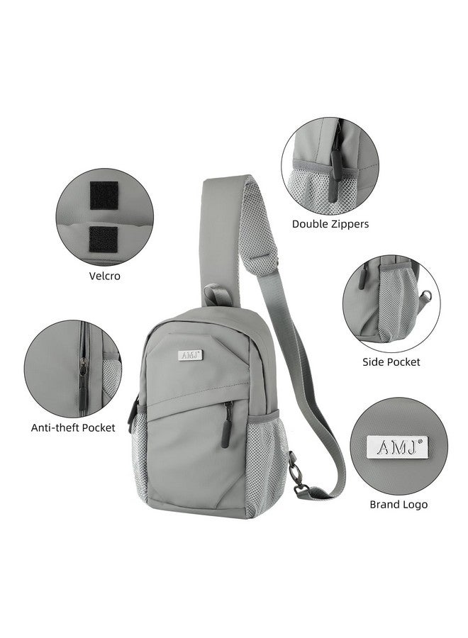 إيه إم جيه حقيبة يد صغيرة AMJ كروس بودي للرجال، حقيبة كتف صغيرة، حقيبة سفر يومية للمشي لمسافات طويلة والتخييم والرياضة (رمادي فضائي) - Image 2