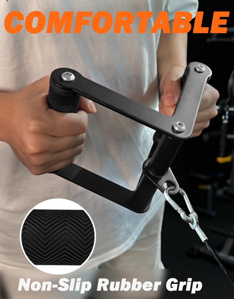 Fitarc Double D Row Handle Cable Attachments for Gym, Non-Slip V Bar Attachment for Home Gym Equipment, T Bar Row Attachment for Back Training, LAT Pulldown Attachments and Cable Machine Attachment - Image 3