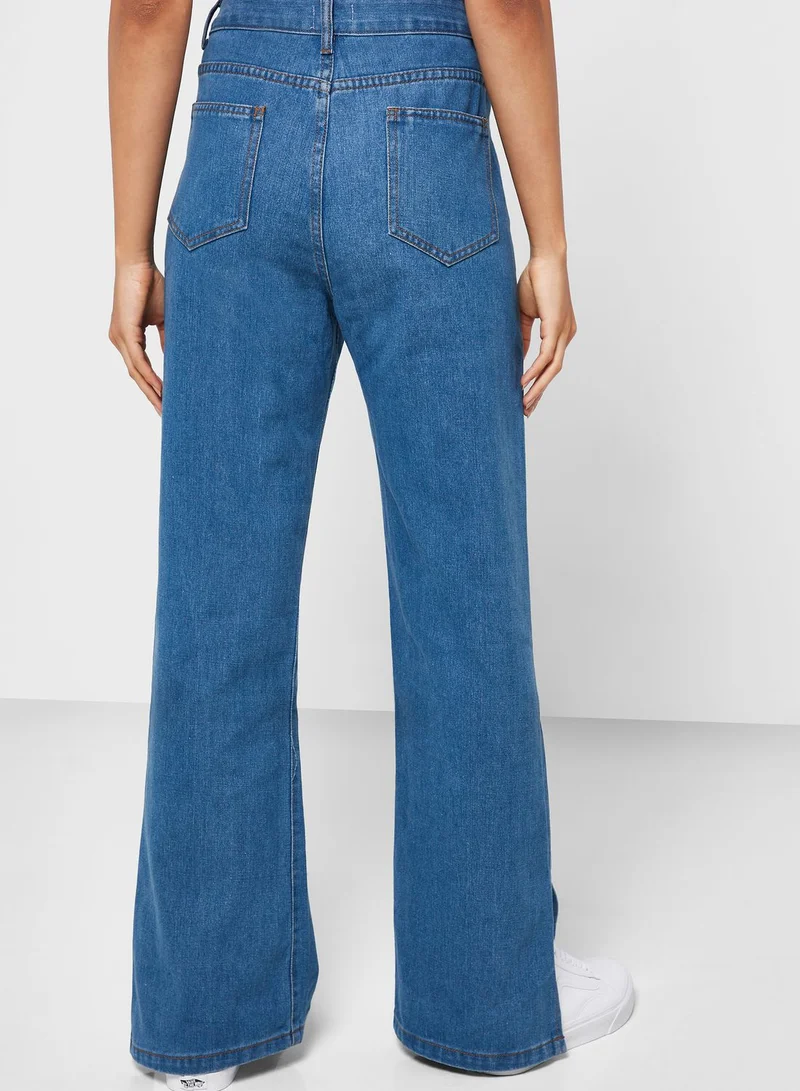 Ginger Wide Leg Jeans With Slit