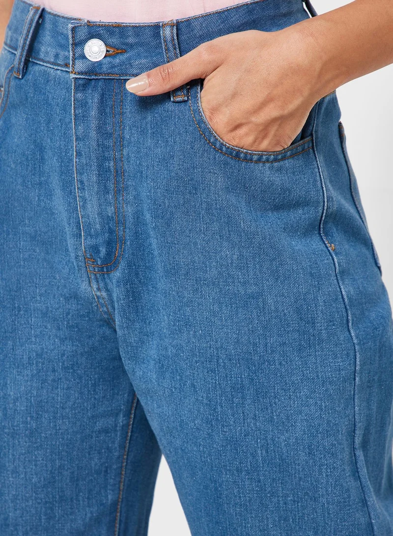 Ginger Wide Leg Jeans With Slit