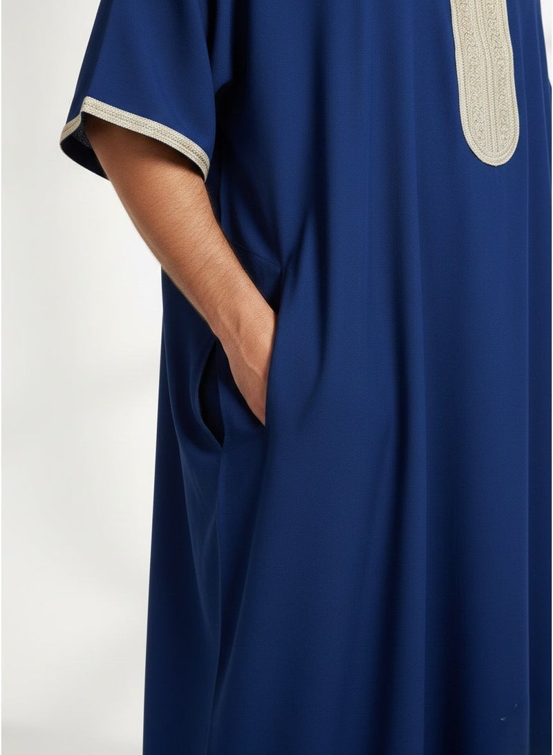 Men's Shirt, Nightgown, Moroccan Robe, Comfortable Men's Gifts Luxury Men's House Robe for Comfort Moroccan Shirt, Men's Summer Shirt, Short Sleeve Shirt, Men's Robe Comfortable Men's Gifts - Image 2