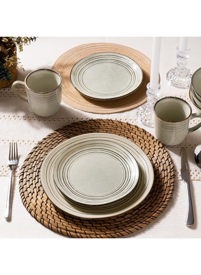 Famiware Twilight 18 Piece Handmade Stoneware Dinnerware Set, Set for 6, Scratch Resistant, Microwave & Dishwasher Safe, Terre-verte  - Image 3
