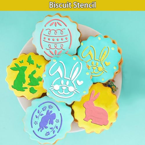 Leesgel 20pcs Easter Cookie Stencils Decorating Supplies, Cookie Stencils for Royal Icing Cake Coffee Stencil, Easter Basket Essentials Stuffers Crafts - Image 3