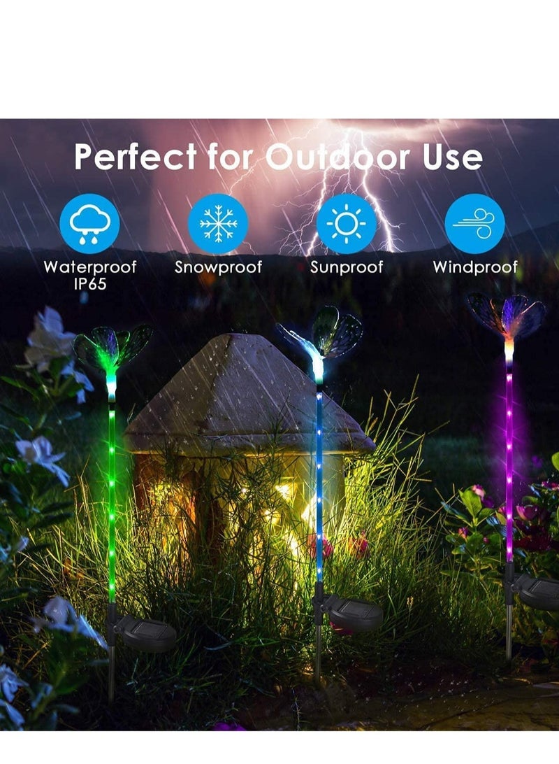 SYOSI 3 Pack Solar Stake Light Multi Color Changing LED Garden Lights Fiber Optic Butterfly Decorative Lights Solar Powered with a Purple LED Light Stake - Image 4