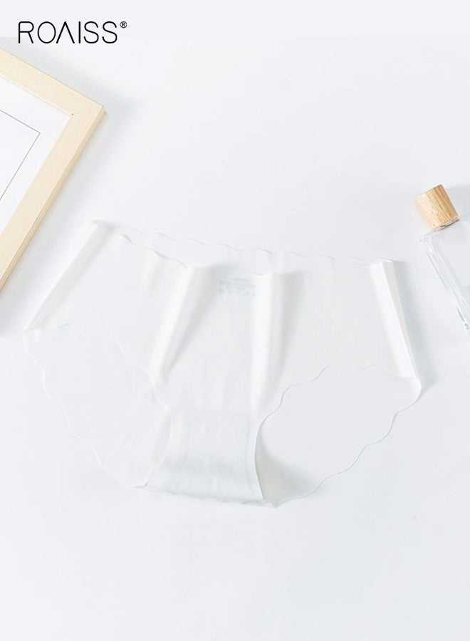 رويس ملابس داخلية نسائية بدون درزات، 3 قطع، سراويل داخلية من النايلون المرن، لون سادة، قابلة للتنفس، مقاس كبير، خصر متوسط ومنخفض، قطعة واحدة، سراويل داخلية نسائية - Image 2
