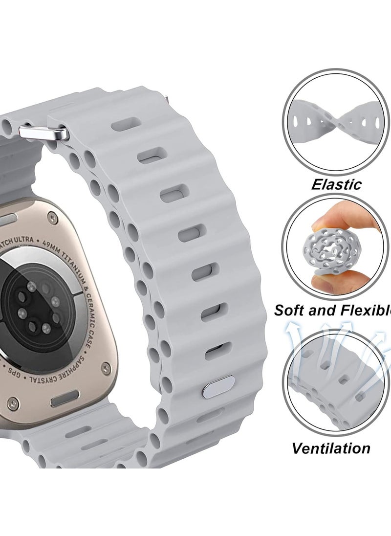Generic - Ocean Band Compatible With Apple Watch 49mm 45mm 44mm 42mm 41mm 40mm 38mm For Women Men Breathable Waterproof Soft Silicone Sport Strap - Image 1