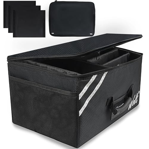 WOLT Car Trunk Organizer with Lid Collapsible Multi Compartment SUV Organizer with NonSlip Base Adjustable Straps Durable Car Organizer and Storage for SUV Sedan Truck Black - Image 1