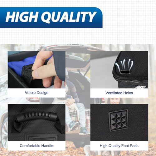 WOLT Car Trunk Organizer with Lid Collapsible Multi Compartment SUV Organizer with NonSlip Base Adjustable Straps Durable Car Organizer and Storage for SUV Sedan Truck Black - Image 3