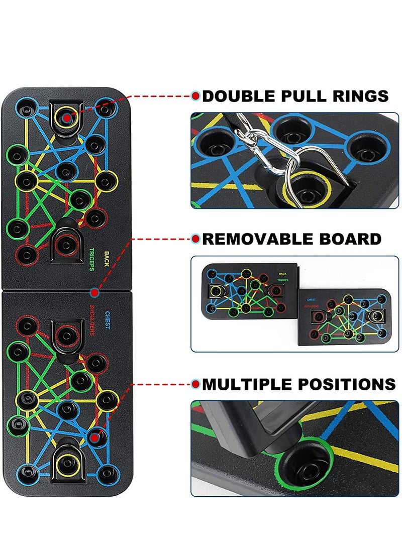 MIXDE Push Up Board, 23 in 1 Multifunctional Muscle Board with Resistance Bands Foldable Portable Home Workout Equipment for Muscle Training Fitness Exercise - Image 3