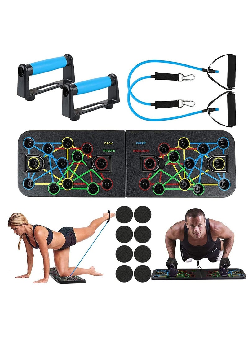 MIXDE Push Up Board, 23 in 1 Multifunctional Muscle Board with Resistance Bands Foldable Portable Home Workout Equipment for Muscle Training Fitness Exercise - Image 1