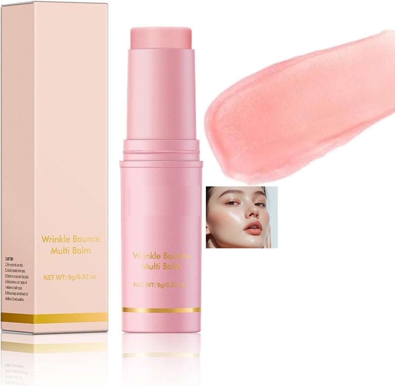 Pink Multi Collagen Stick for Face and Lips Deep Wrinkle Filler with Hyaluronic Acid Hydrating Lip Balm Stick for Fine Lines Skin Tightening Portable TwistUp Collagen Cream for Daily Use