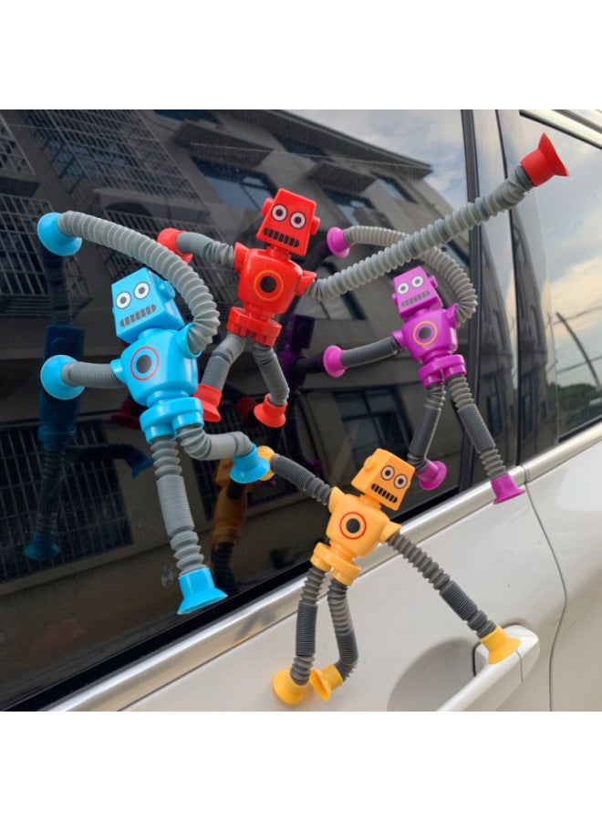 Robot Telescopic Tube Sucker Luminous Changeable Toy Decompression Puzzle Cartoon Novelty Children Parent-child Cross-border-Color:Pack Of Four In Four Colors Without Glowing - Image 4