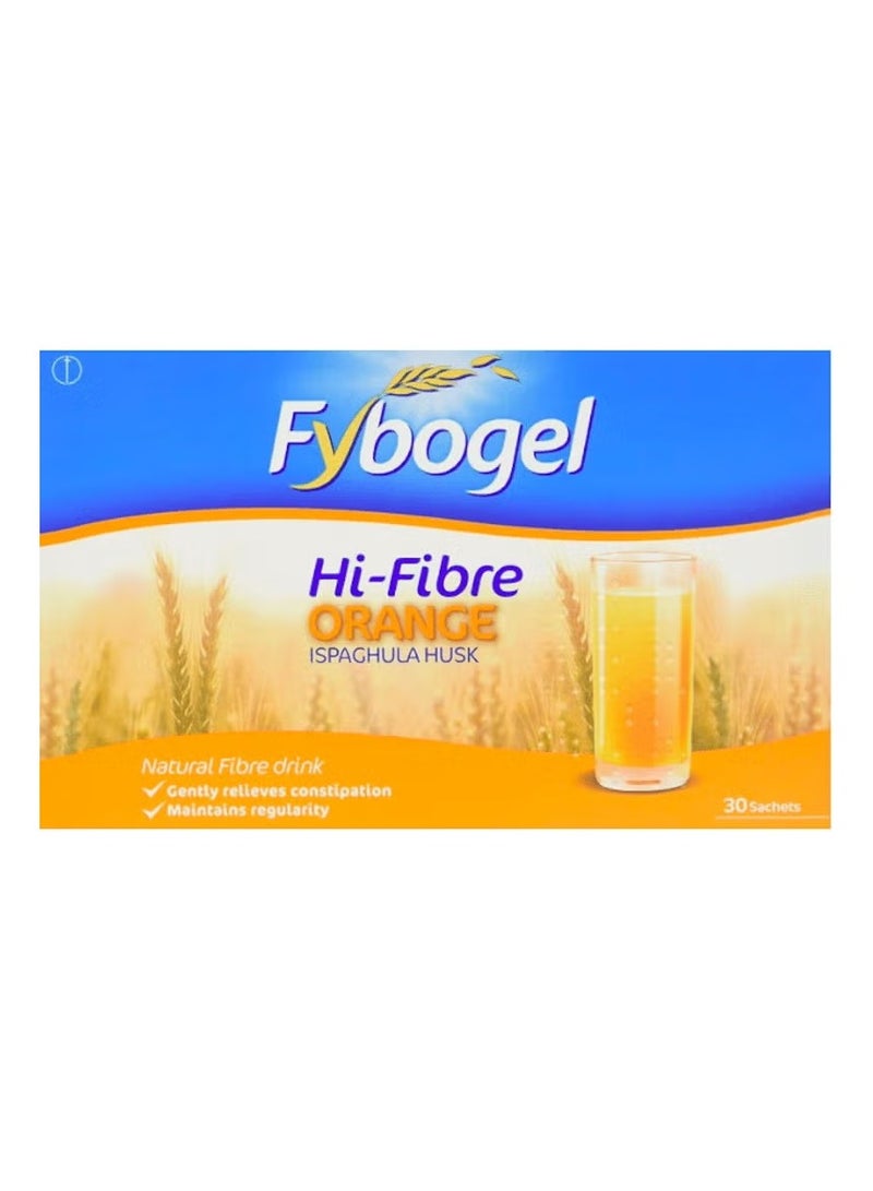 Ispaghula Husk Fibre Supplement Orange Flavour Sachets 30 Pack Digestive Health Constipation Relief