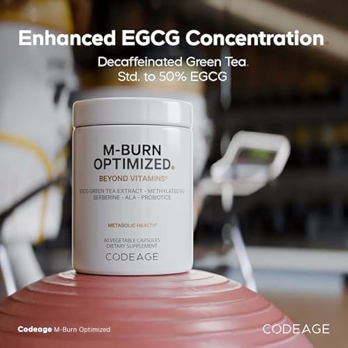 Codeage M-Burn Optimized Supplement - Decaffeinated Green Tea Std. to 50% EGCG, Berberine, Akkermansia, Vitamin B12 - Probiotics - Vitamins - 60 Capsules - Image 3