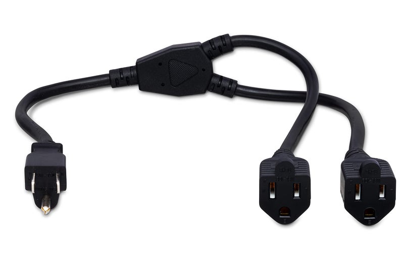 Hosa YAC-406 Power Extension Y Cable, Dual NEMA 5-15R to NEMA 5-15P, 1.5 Feet - Image 1