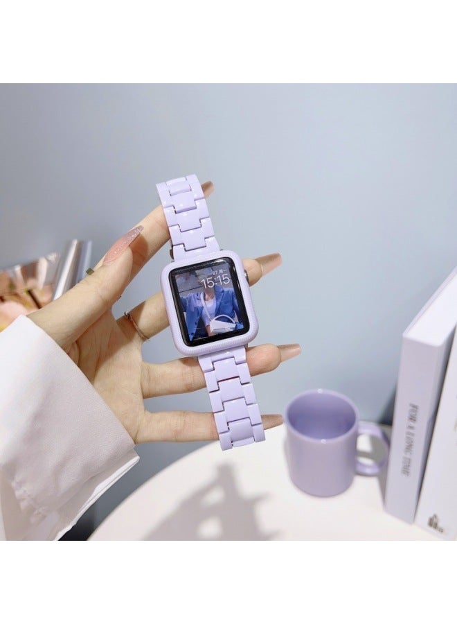 Loquat Suitable For Applewatch Candy Strap Iwatch7 Color Resin Three Strains S8 Strap For Apple Watch 6/5-Color:purple Case-Exterior Dimension:38mm  - Image 1