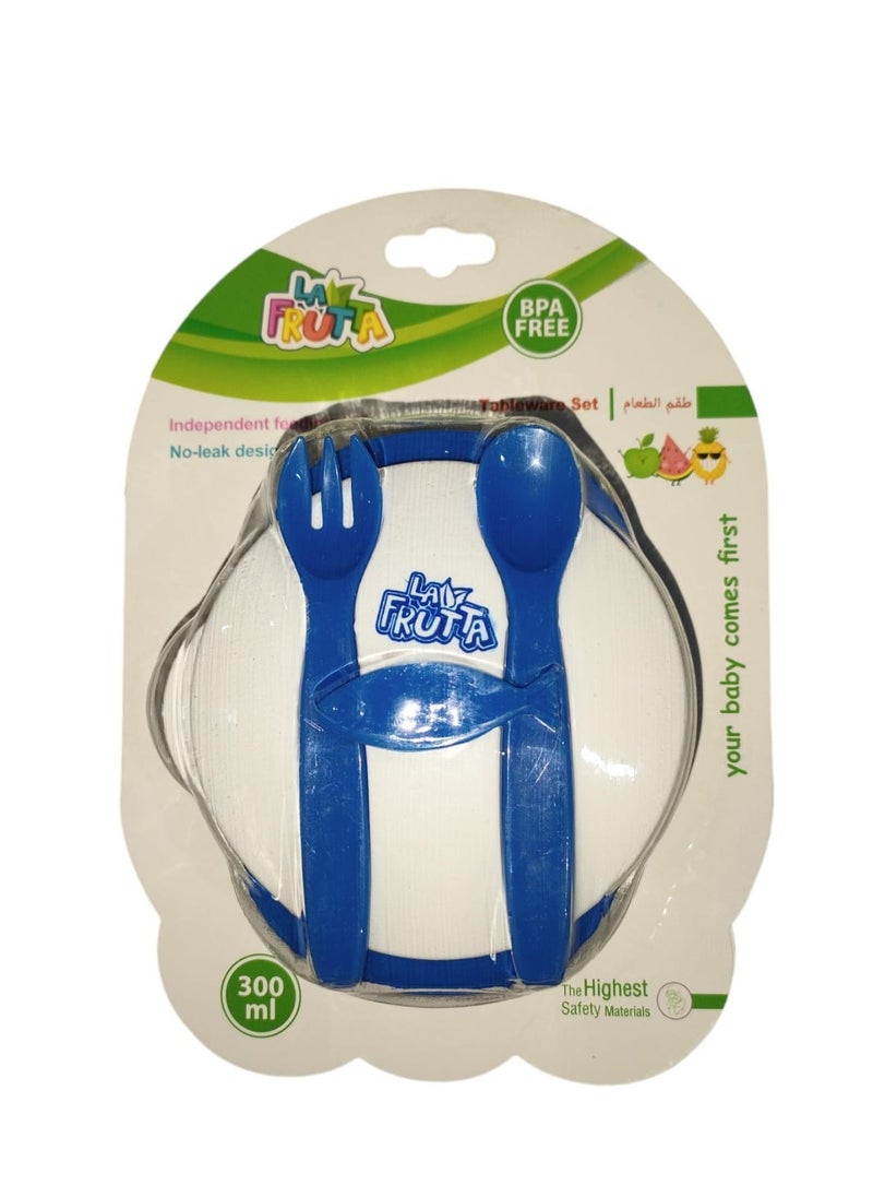 La Frutta La Frutta Plate + Spoon and Fork Set for Kids - Blue 