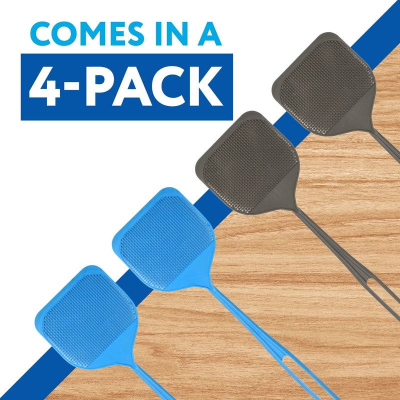 Impresa Extra Large Fly Swatter - 4-Pack, Blue & Grey Spiked Fly Swatter with 5â€³ Smashing Surface - Hygienic Bug Picker Upper Tool - Durable Heavy Duty Swatting Tool - Image 4