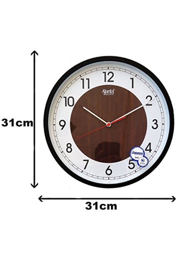 Ajanta Silent Movement Wall Clock – 12 Inch Round Analog Clock – Non-Ticking Quartz Sweep – White Dial with Brown Frame – Ideal for Bedroom, Office & Kitchen (Model 2987-Brown) - Image 2