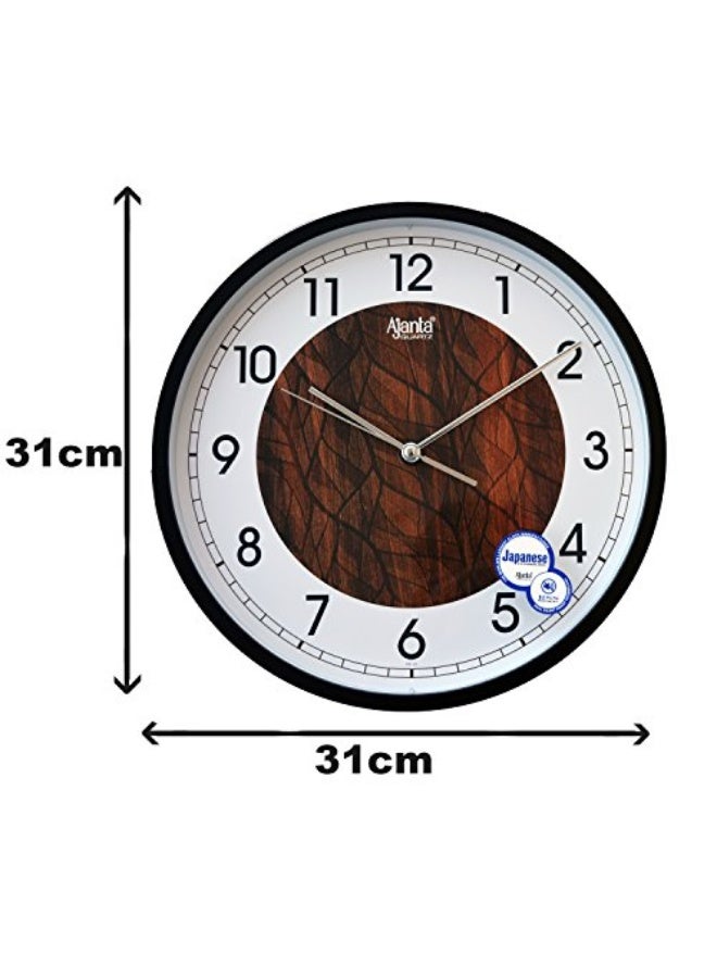 Ajanta Silent Movement Wall Clock – 12 Inch Round Analog Clock – Non-Ticking Quartz Sweep – White Dial with Brown Frame – Ideal for Bedroom, Office & Kitchen (Model 2987-Brown) - Image 4