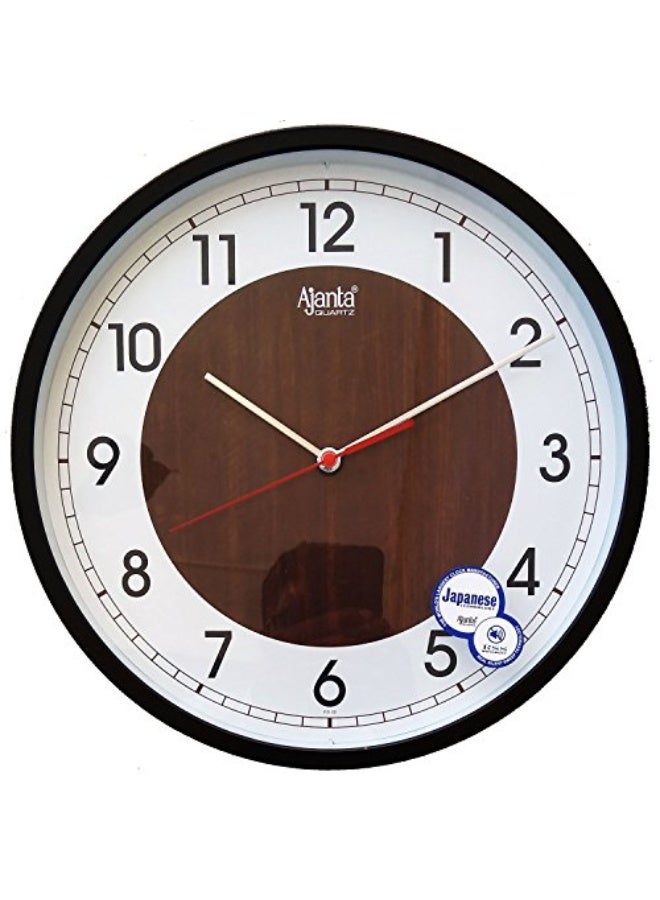 Ajanta Silent Movement Wall Clock – 12 Inch Round Analog Clock – Non-Ticking Quartz Sweep – White Dial with Brown Frame – Ideal for Bedroom, Office & Kitchen (Model 2987-Brown) - Image 1