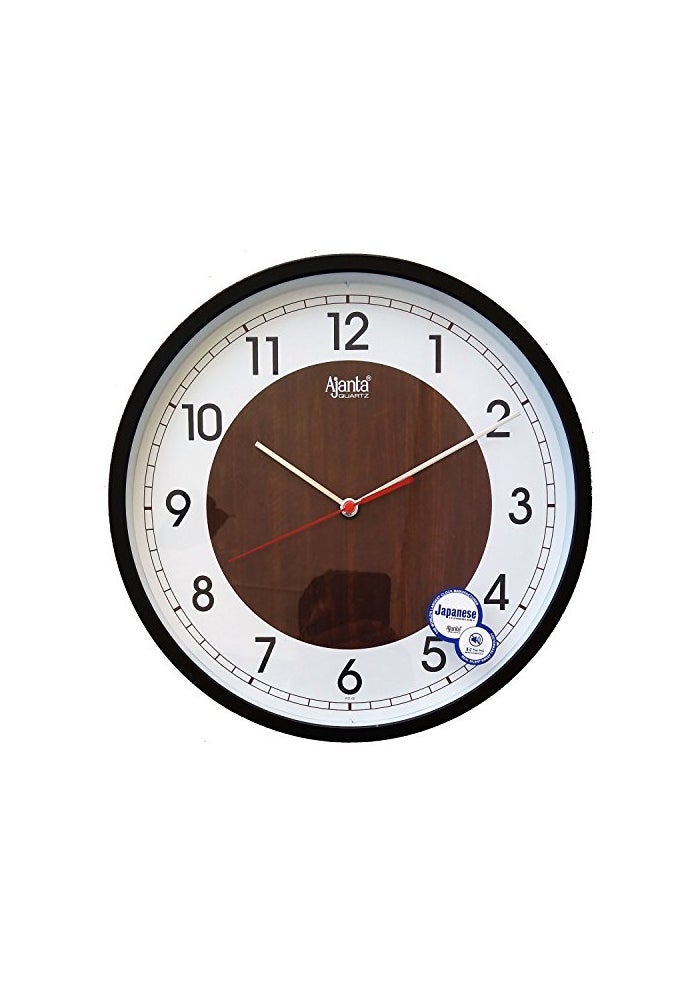 Ajanta Silent Wall Clock 2987 – 12 Inch Round Analog Quartz Clock with Brown Frame and White Dial, Silent Sweep Movement – Ideal for Bedroom, Living Room, Kitchen & Office - Image 2