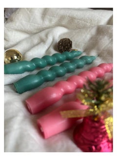 Serenova Spiral Taper Soy Wax Candle - Handmade 6.7 inches Twisted Candles Sticks Dinner Candle for Home Decoration Wedding Holiday Party Pack of  4 (Red/Green, Unscented)  - Image 3