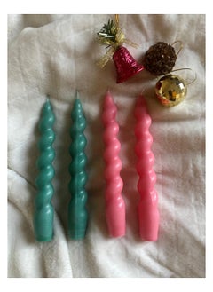 Serenova Spiral Taper Soy Wax Candle - Handmade 6.7 inches Twisted Candles Sticks Dinner Candle for Home Decoration Wedding Holiday Party Pack of  4 (Red/Green, Unscented)  - Image 1