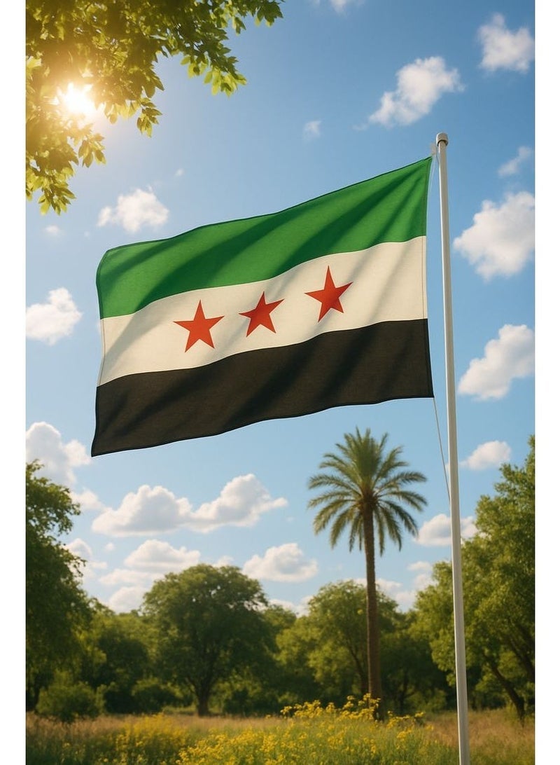 ARS Three Stars Syrian   Flag - Heavy-Duty 210D Satin, Three Stars Syrian   Flag for Outdoor/Indoor, Fade Resistant, Flag Day, And Home-Polyester, Sport Day, FIFA World Cup-Size-120X180cm - Image 5
