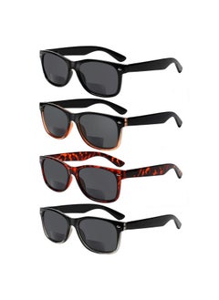 Sumkyle 4 Pack Bifocal Reading Glasses Grey Lens Spring Hinge Outdoor Sunglasses Fashion Bifocal Sun Readers For Men Women  - Image 1